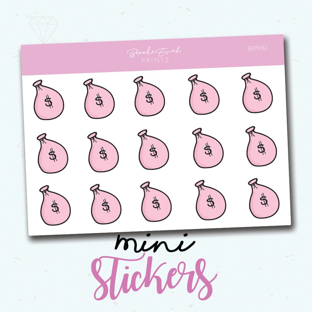 Mini Money Bag Stickers - BEPM12 - BrookeEvahPrints 