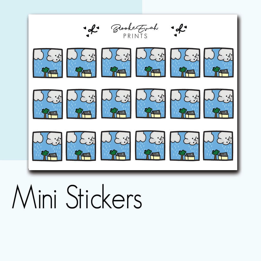 Mini Rainy Day Stickers-  BEPM17 - BrookeEvahPrints 
