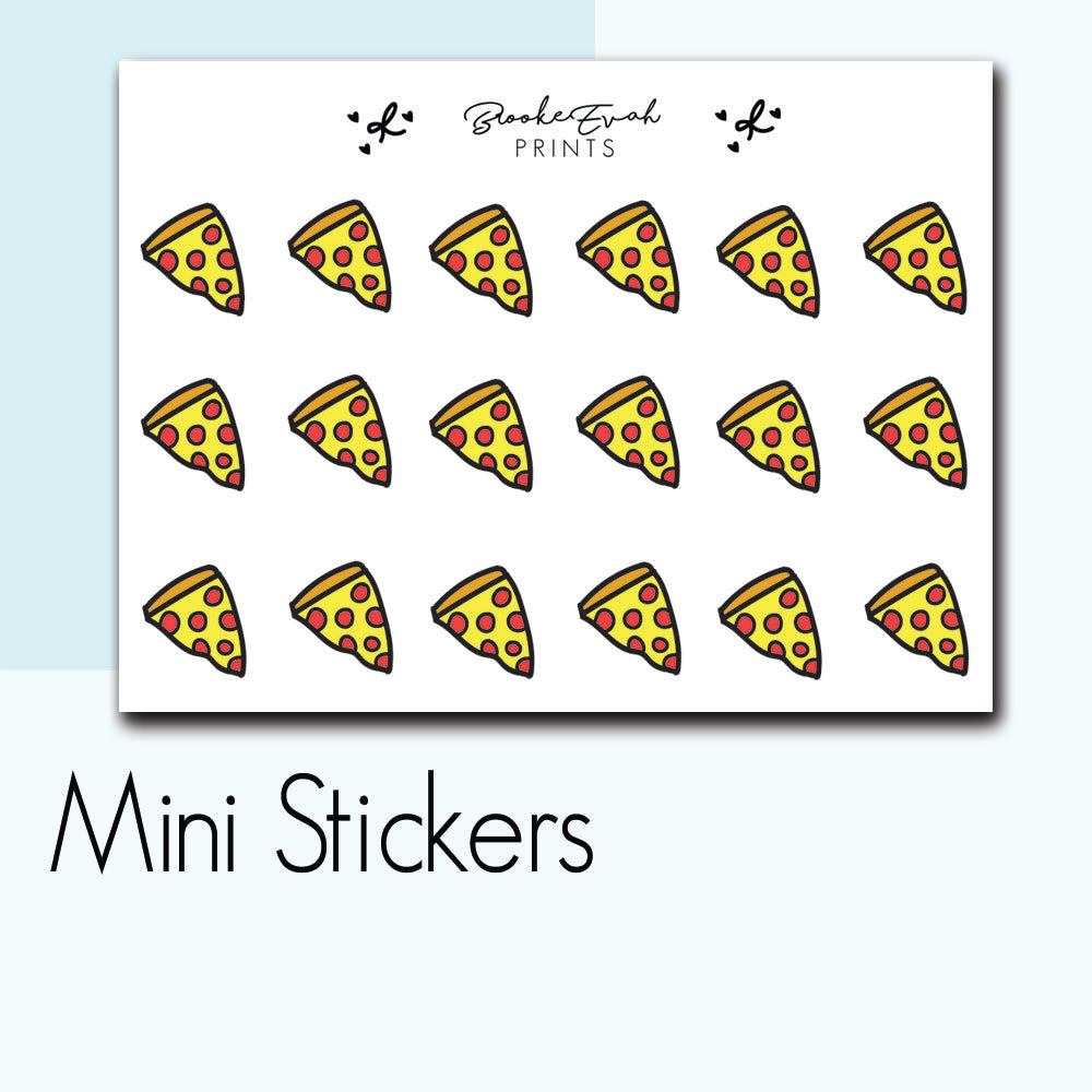 Mini Pizza Stickers-  BEPM27 - BrookeEvahPrints 
