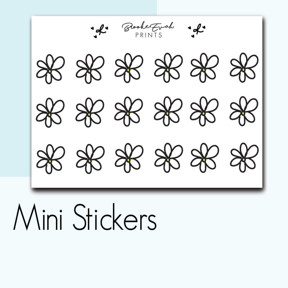 Mini Flower Doodle Stickers-  BEPM31 - BrookeEvahPrints 
