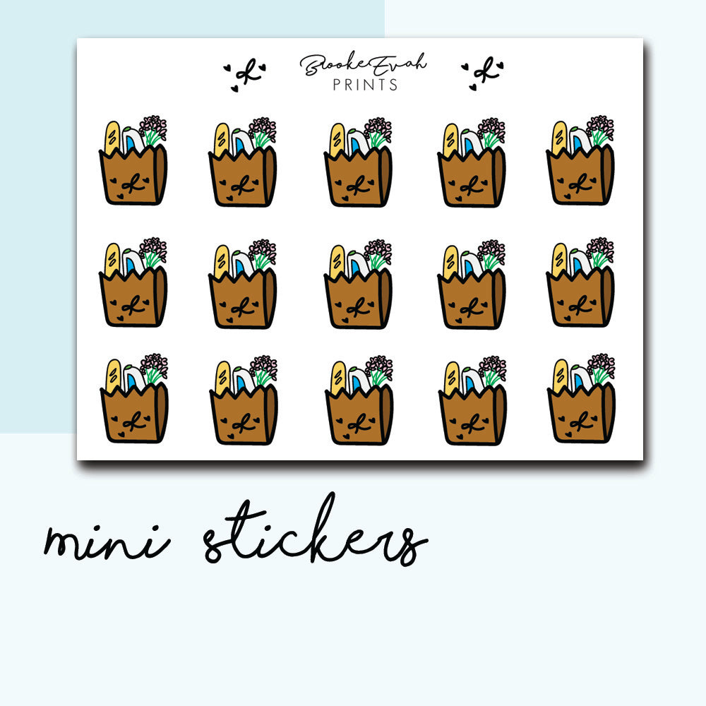 Mini Grocery Bag Stickers-  BEPM38 - BrookeEvahPrints 