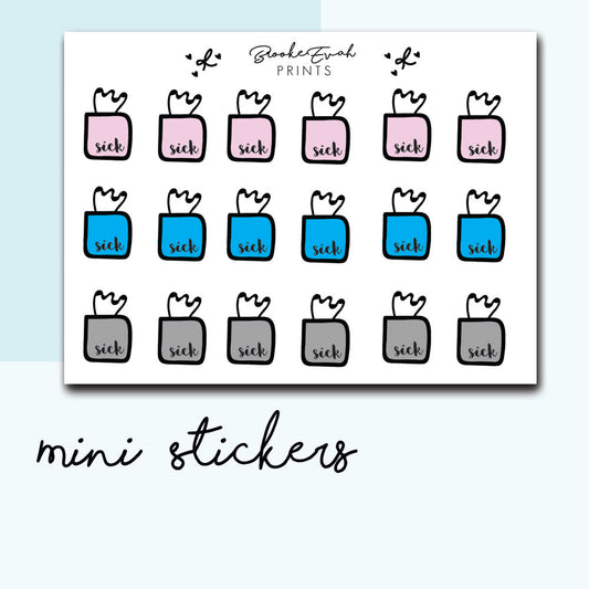 Mini Sick Day Stickers-  BEPM42 - BrookeEvahPrints 