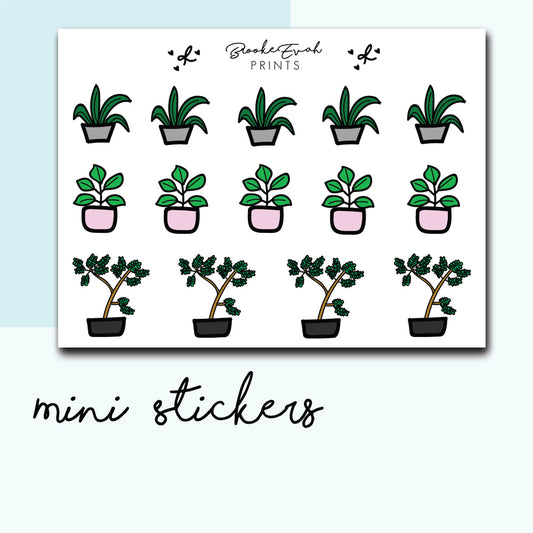 Mini Plant Stickers-  BEPM44 - BrookeEvahPrints 