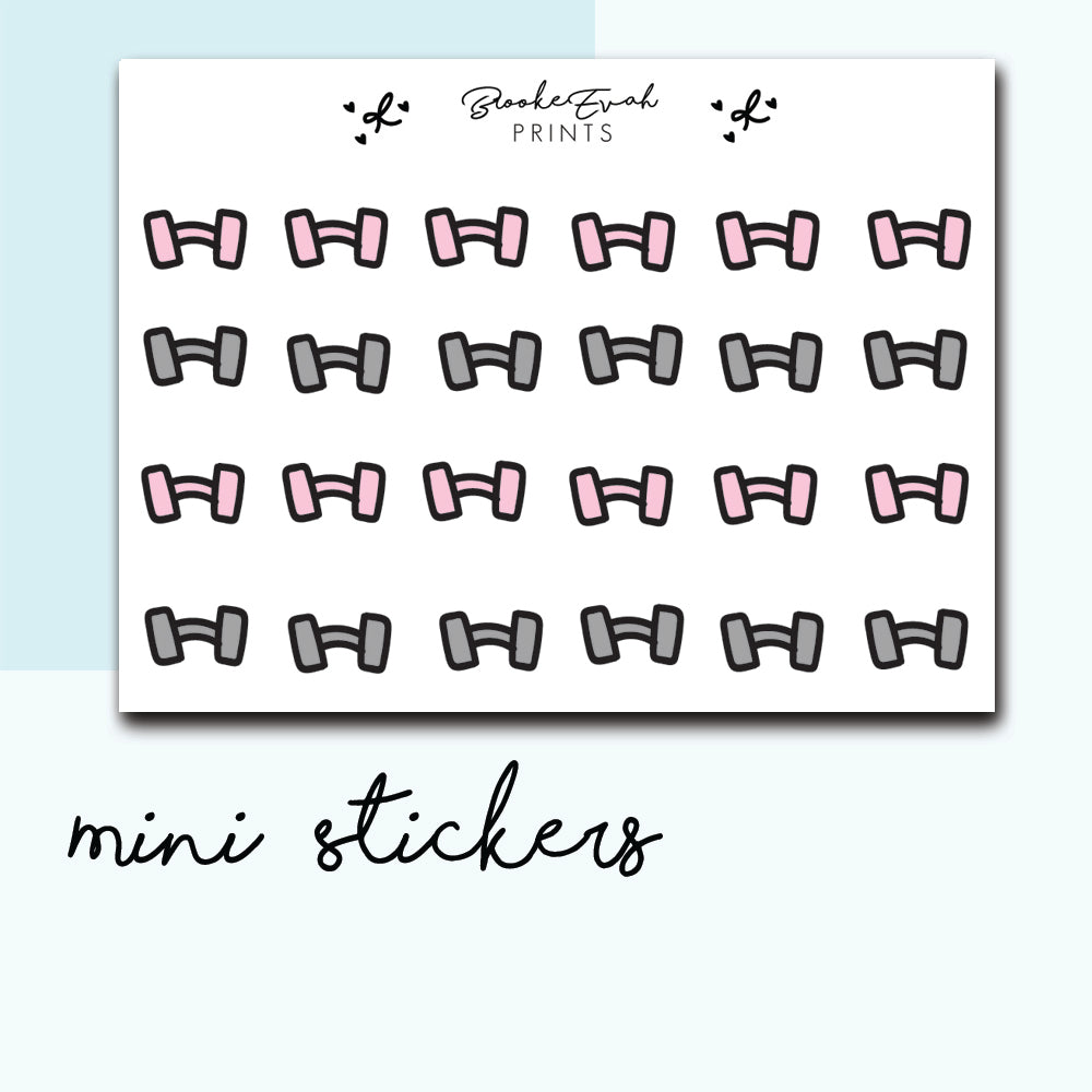 Mini Workout Dumbell Stickers-  BEPM48 - BrookeEvahPrints 