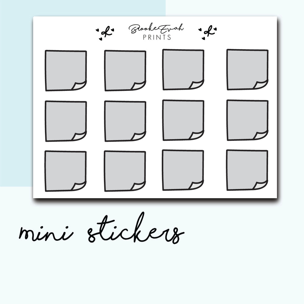 Grey Mini Sticky Note Stickers-  BEPM62 - BrookeEvahPrints 