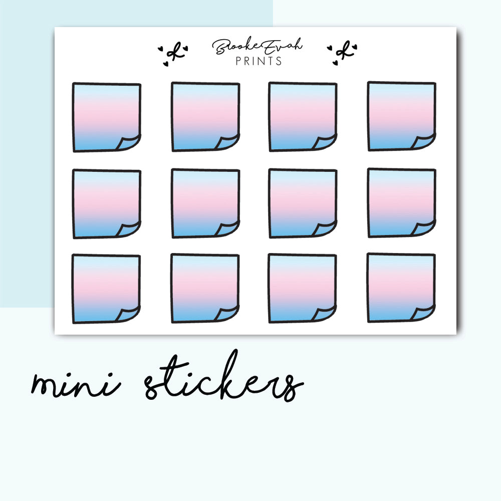 Rainbow Mini Sticky Note Stickers-  BEPM63 - BrookeEvahPrints 