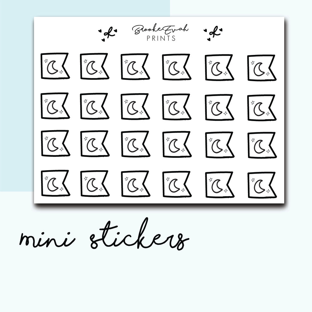 Moon Mini Flag Stickers-  BEPM65 - BrookeEvahPrints 