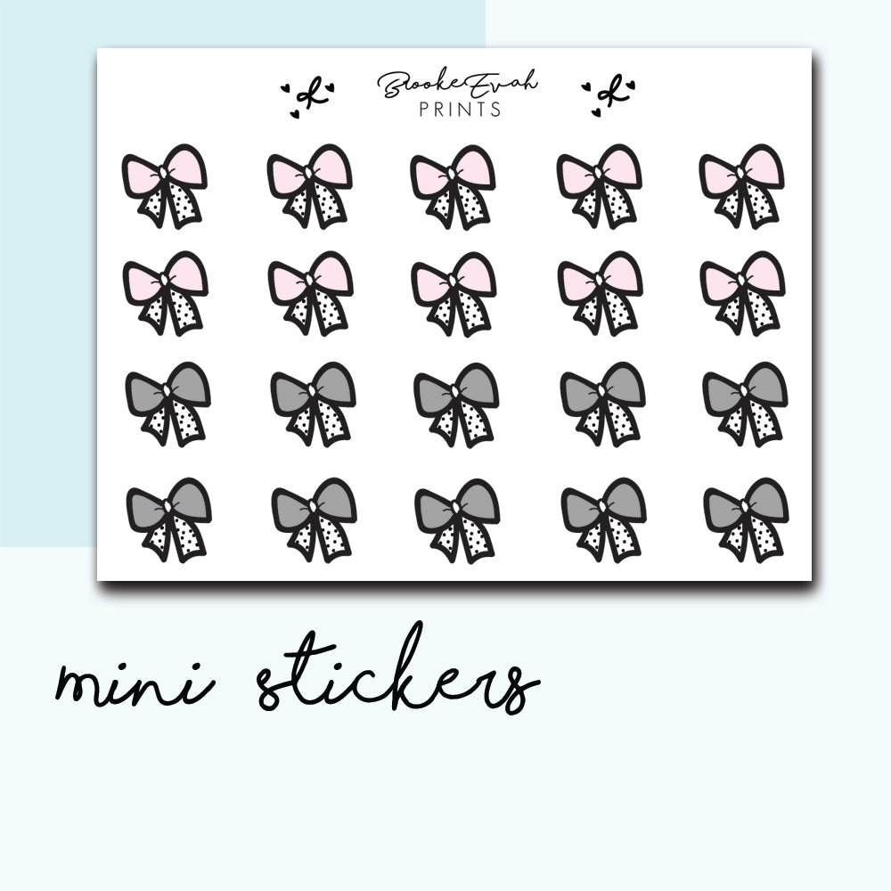 Mini Bow Stickers-  BEPM68 - BrookeEvahPrints 