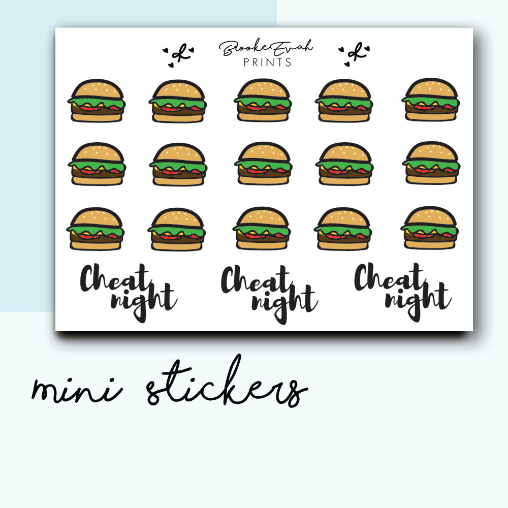 Mini Burger Stickers-  BEPM71 - BrookeEvahPrints 