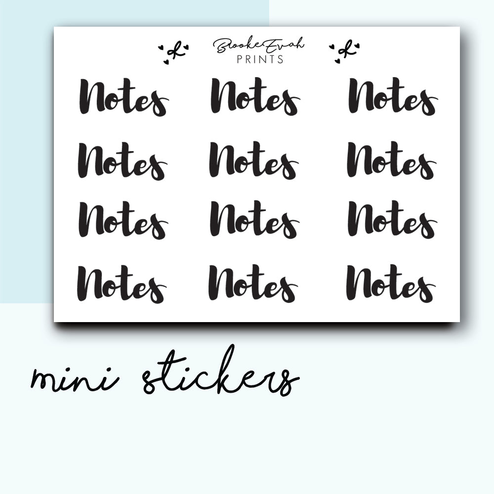 Mini Notes Stickers-  BEPM72 - BrookeEvahPrints 