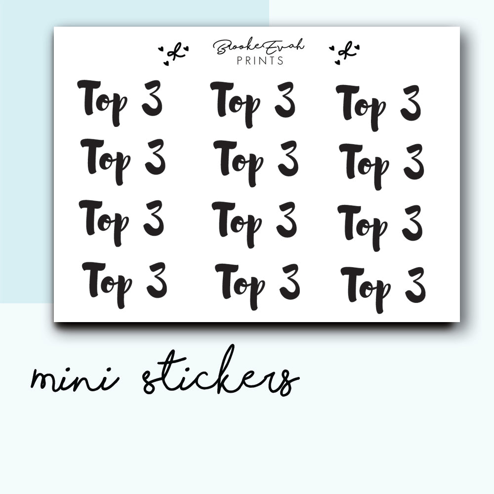 Mini Top 3 Stickers-  BEPM75 - BrookeEvahPrints 