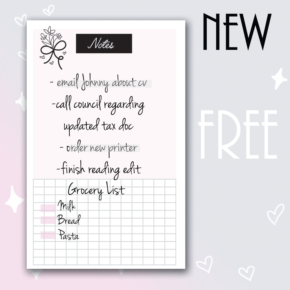 Freebie Notes Insert- A5 Rings