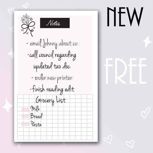 Freebie Notes Insert- Personal Wide Rings