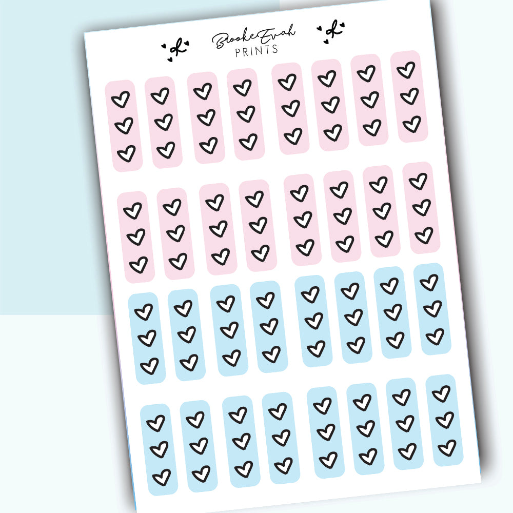 Pastel Checklist hearts- H12 - BrookeEvahPrints 