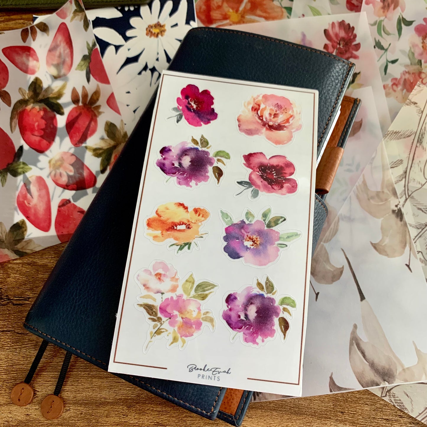Summer Sun III Collection Stickers - Clear Floral Stickers