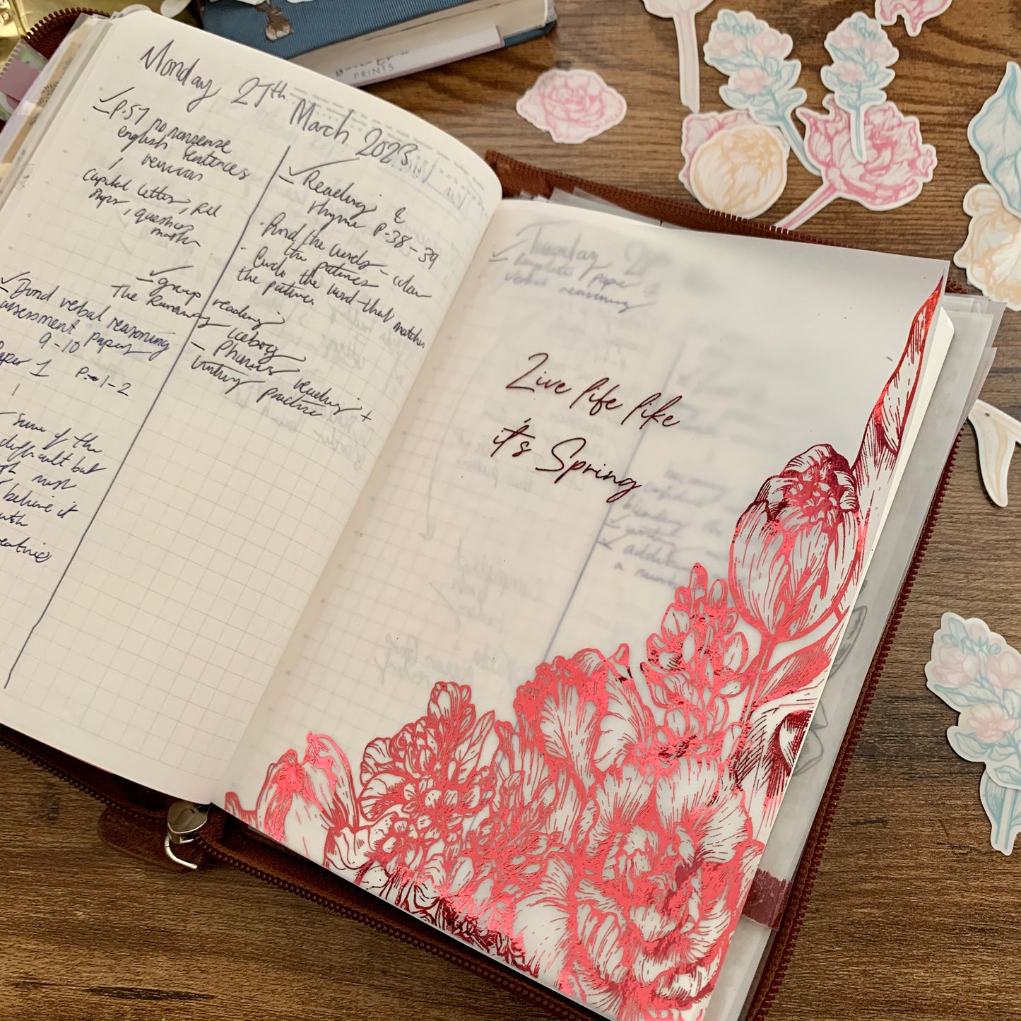 Live life like it’s Spring - Hand Made Foiled Vellum Planner Dashboard
