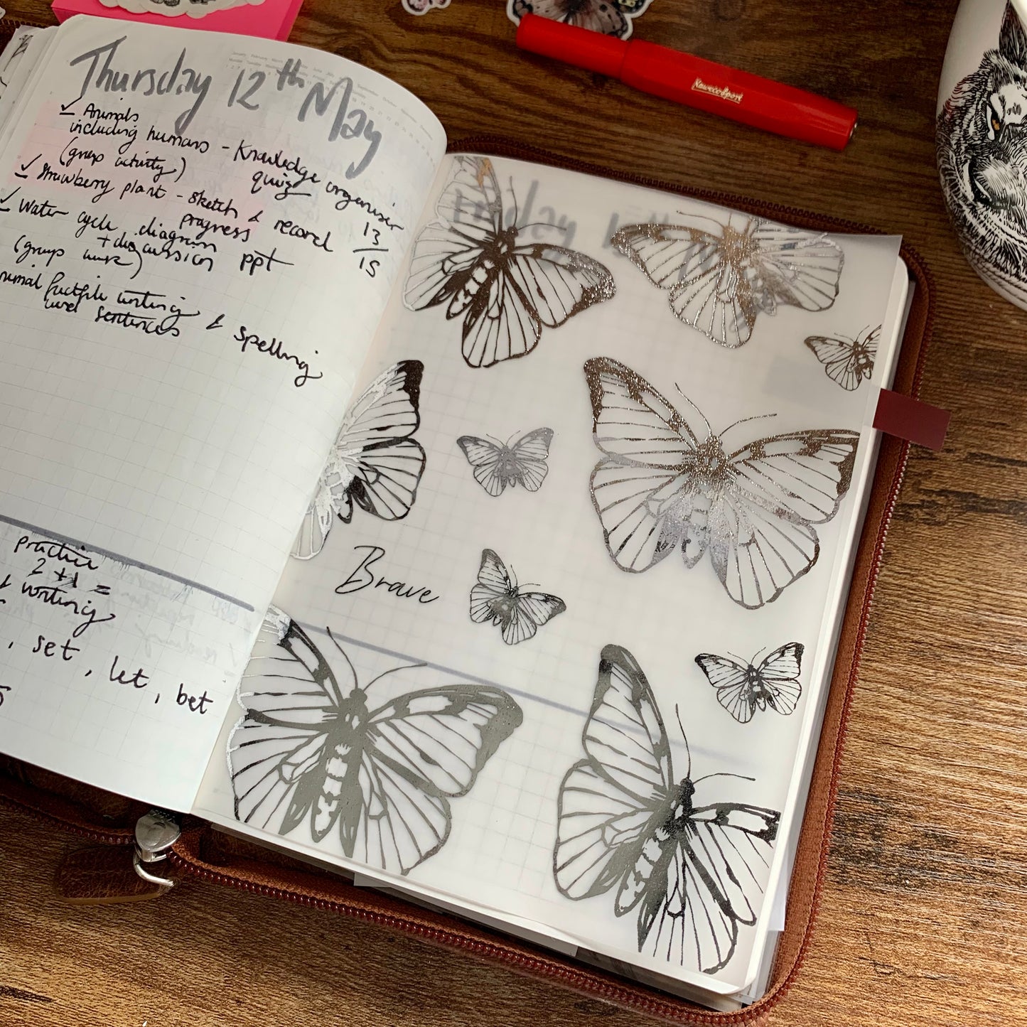Silver Foiled Butterfly Vellum Planner Dashboard - Brave