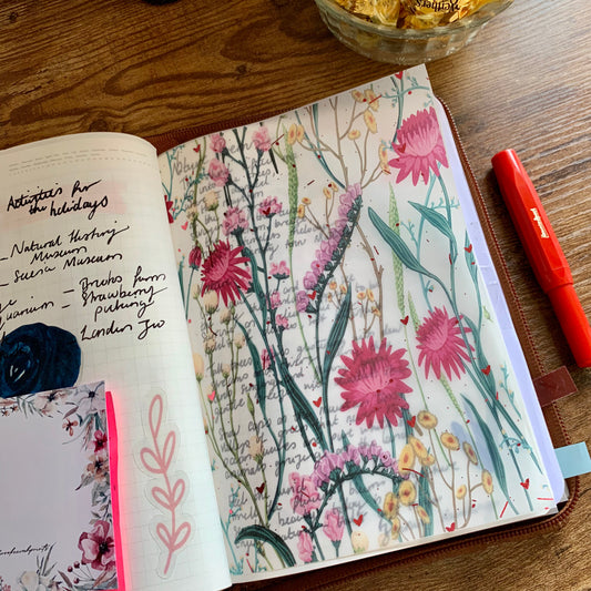Pink Foiled Wild Flowers Vellum Planner Dashboard- Natalie