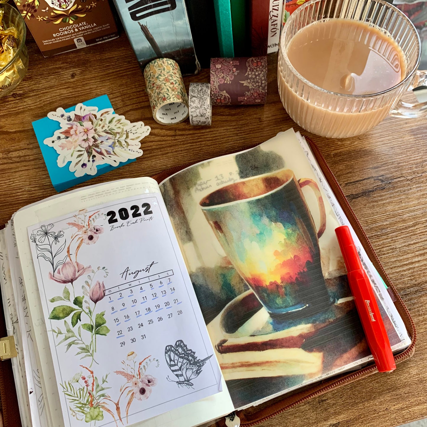 Watercolour Mug With Sunset  - Vellum Planner Dashboard - Quiet Time 🍂