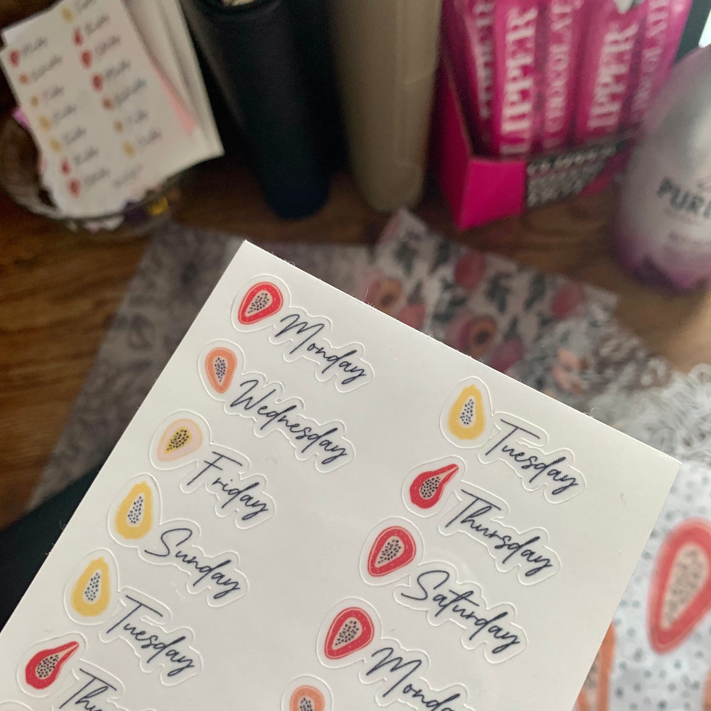 Transparent Day’s of the Week Stickers -Juicy Papaya