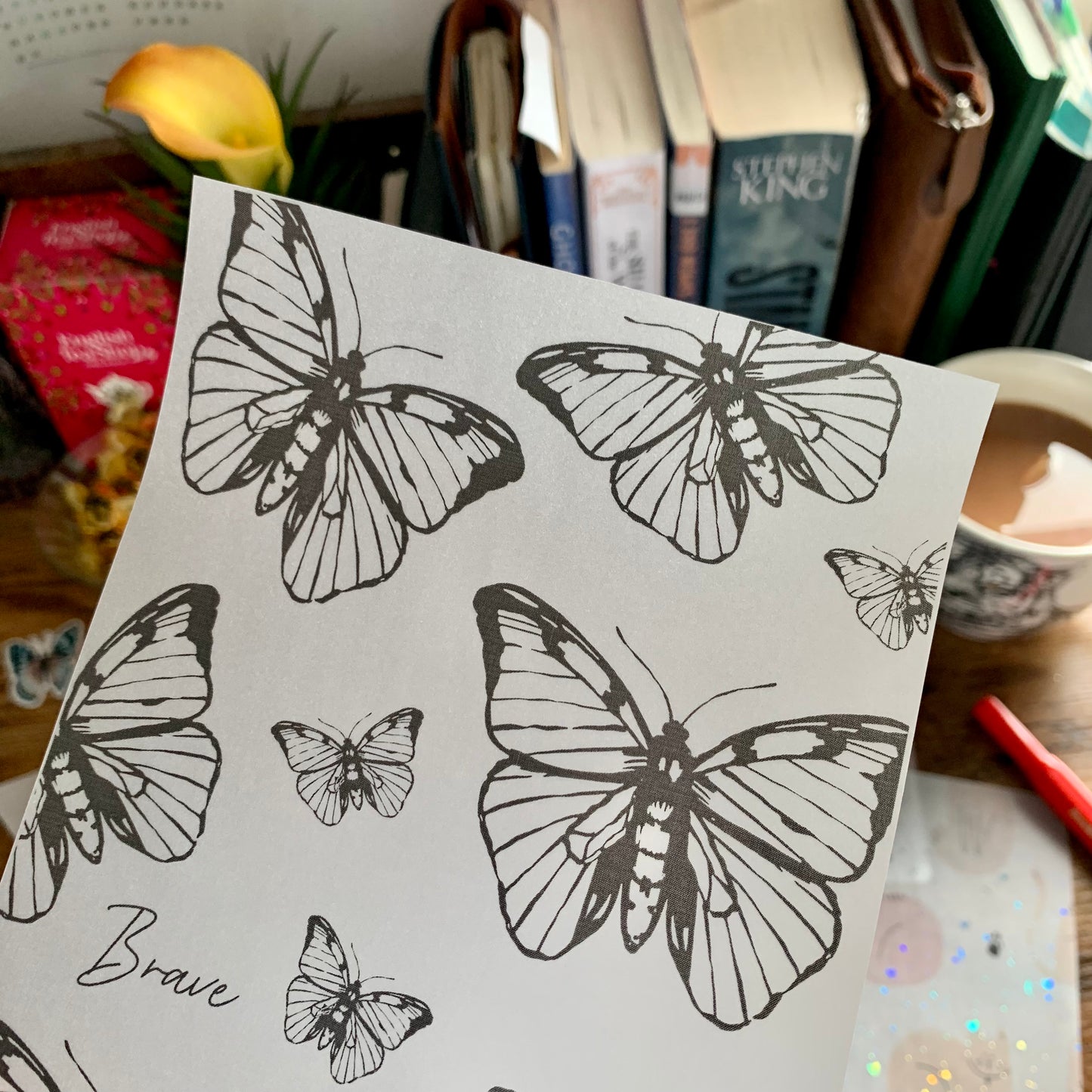 Black Foiled Butterfly Vellum Planner Dashboard - Brave
