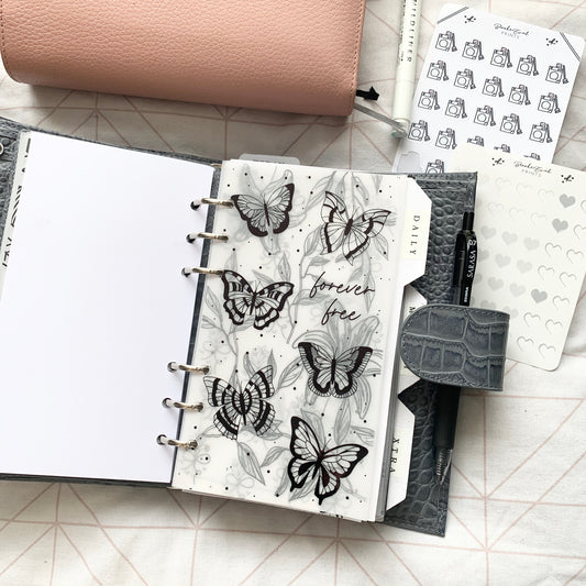 Printed Vellum X Acetate Planner Dashboard- Forever Free Butterflies