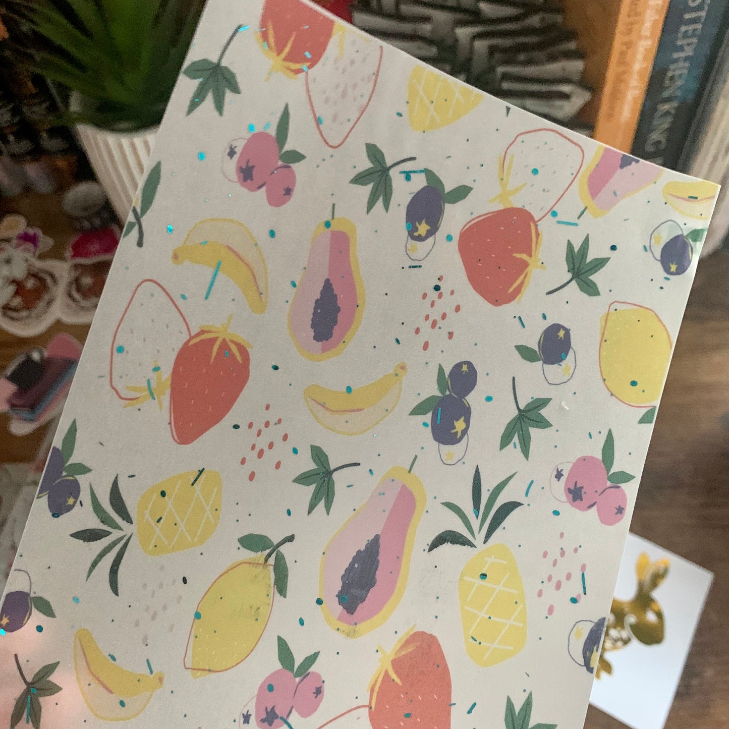 Bright Fruit Print with Teal Foil - Vellum Planner Dashboard - Summer Fruits