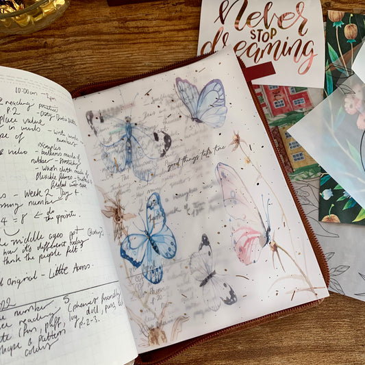 Watercolor Butterflies with Quote - Vellum Planner Dashboard - Good things take time
