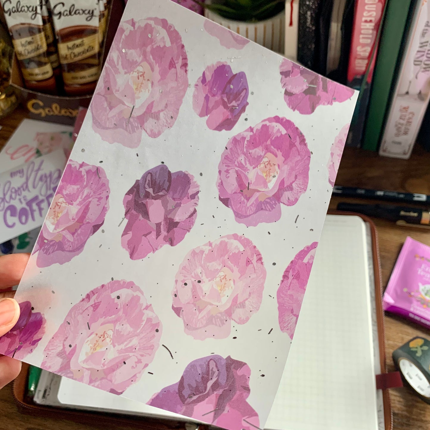 Lilac Watercolour Florals with Silver Foil - Vellum Planner Dashboard - Crushed Velvet