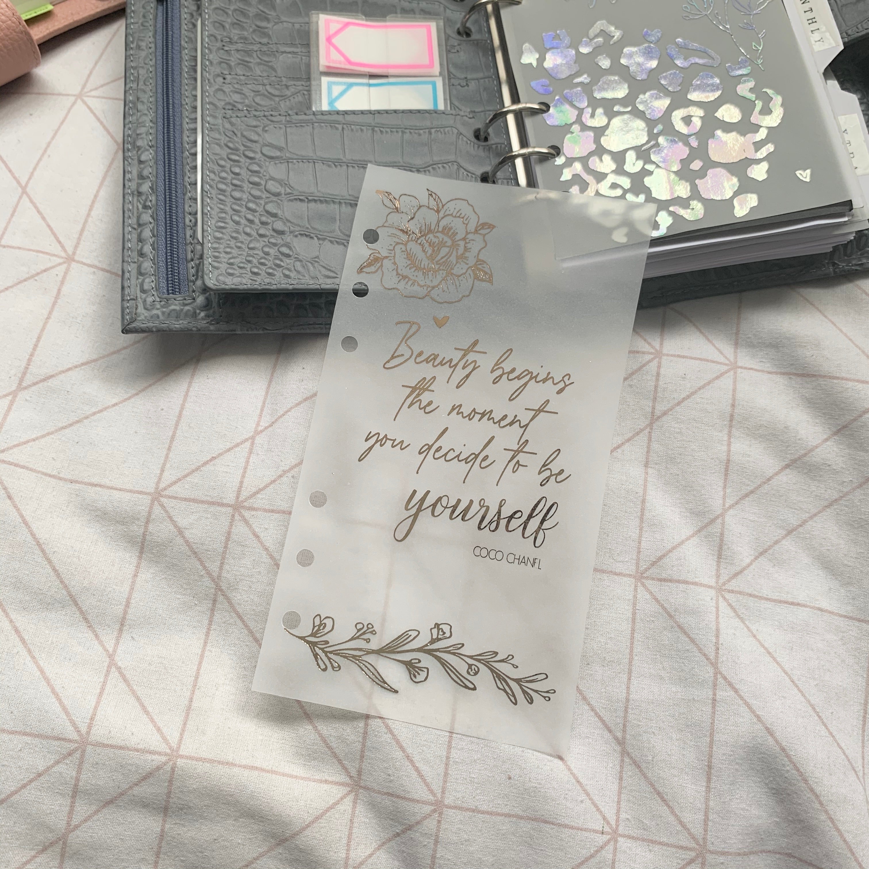 Printed Vellum Planner Dashboards - Coco Chanel Quote – BrookeEvahPrints