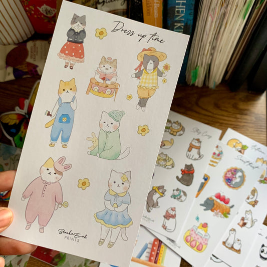 Cute Hand drawn Cat Stickers - Dress Up
