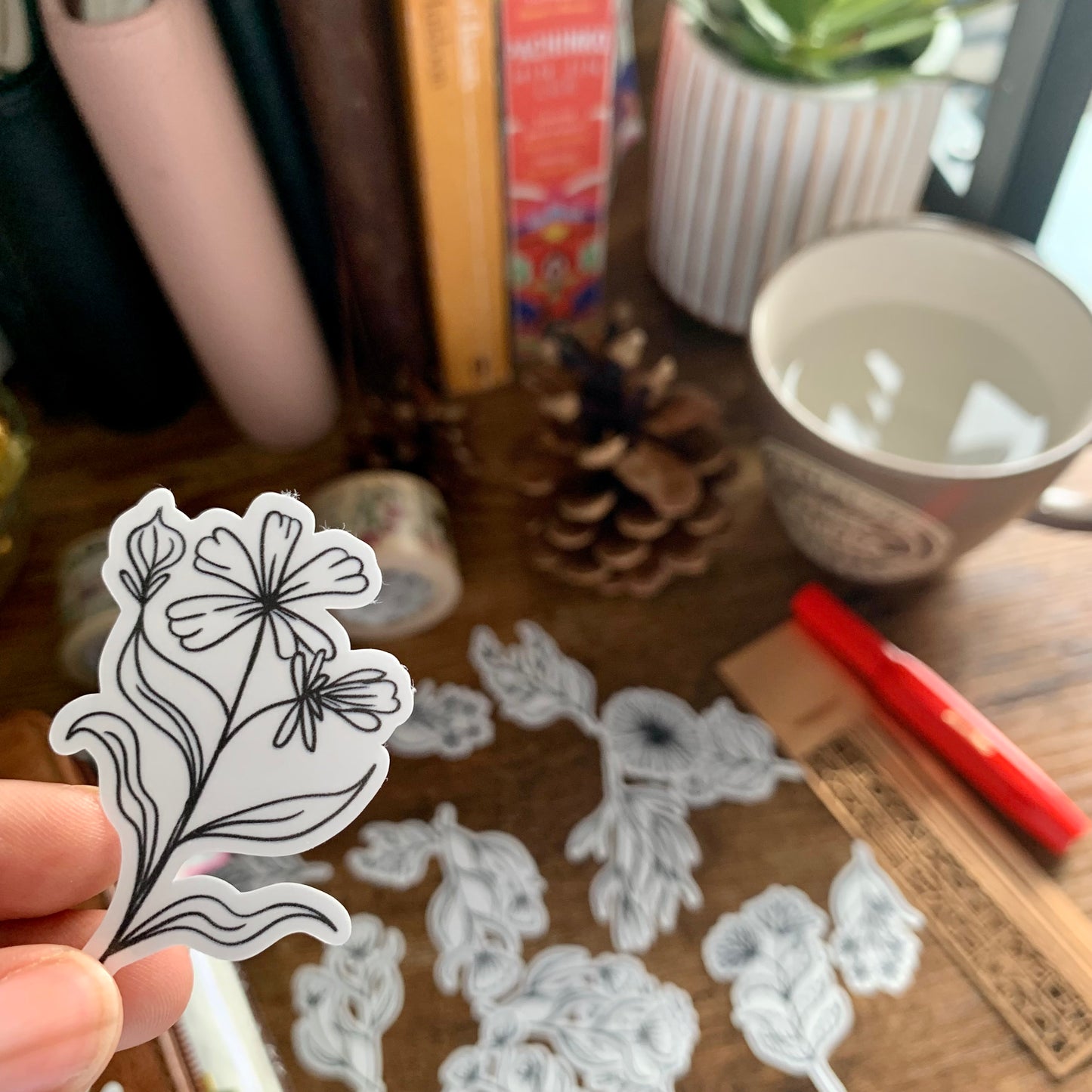 Minimal Floral Sticker Flakes - Pack of 21