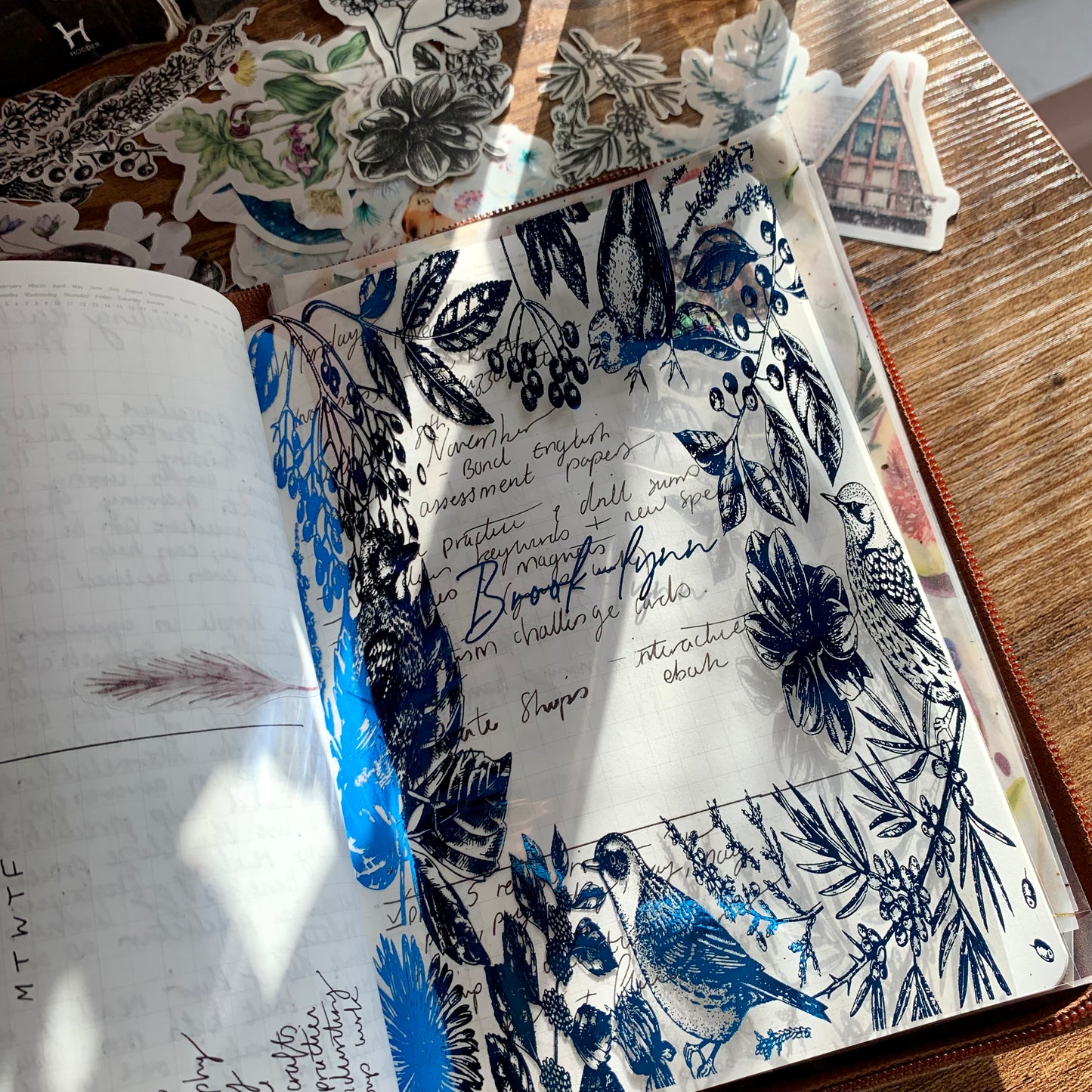 Foiled Vintage Birds and Plants Custom Name Vellum X Acetate Planner Dashboards - The Nectar