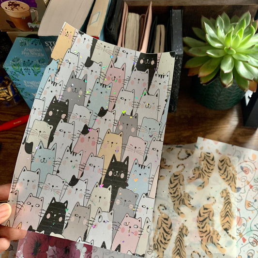 Foiled Pastel Cats Vellum Planner Dashboard- Kat & the Gang