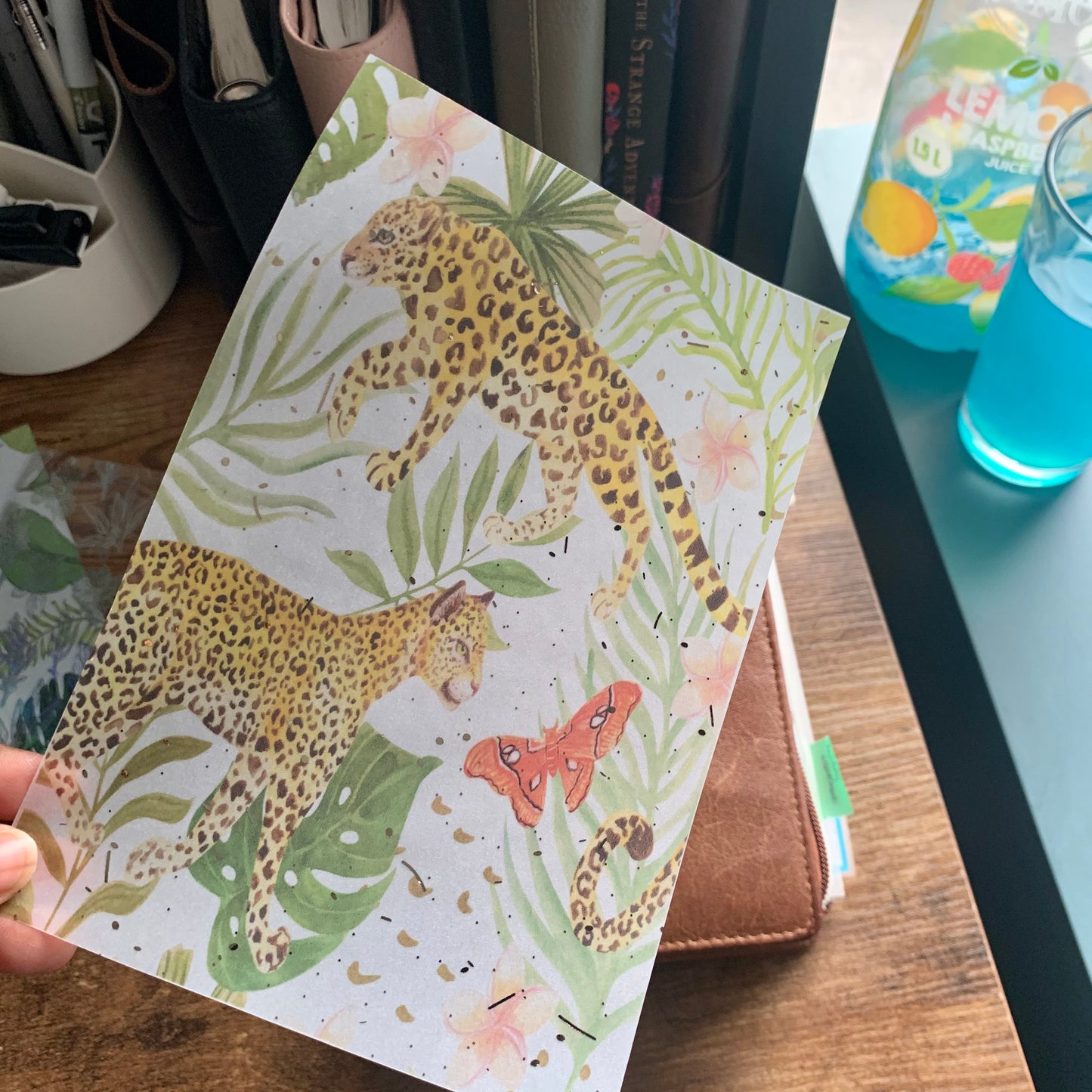 Vellum Watercolour Leopard Jungle Themed Rose Gold Foiled Dashboard- 🐆