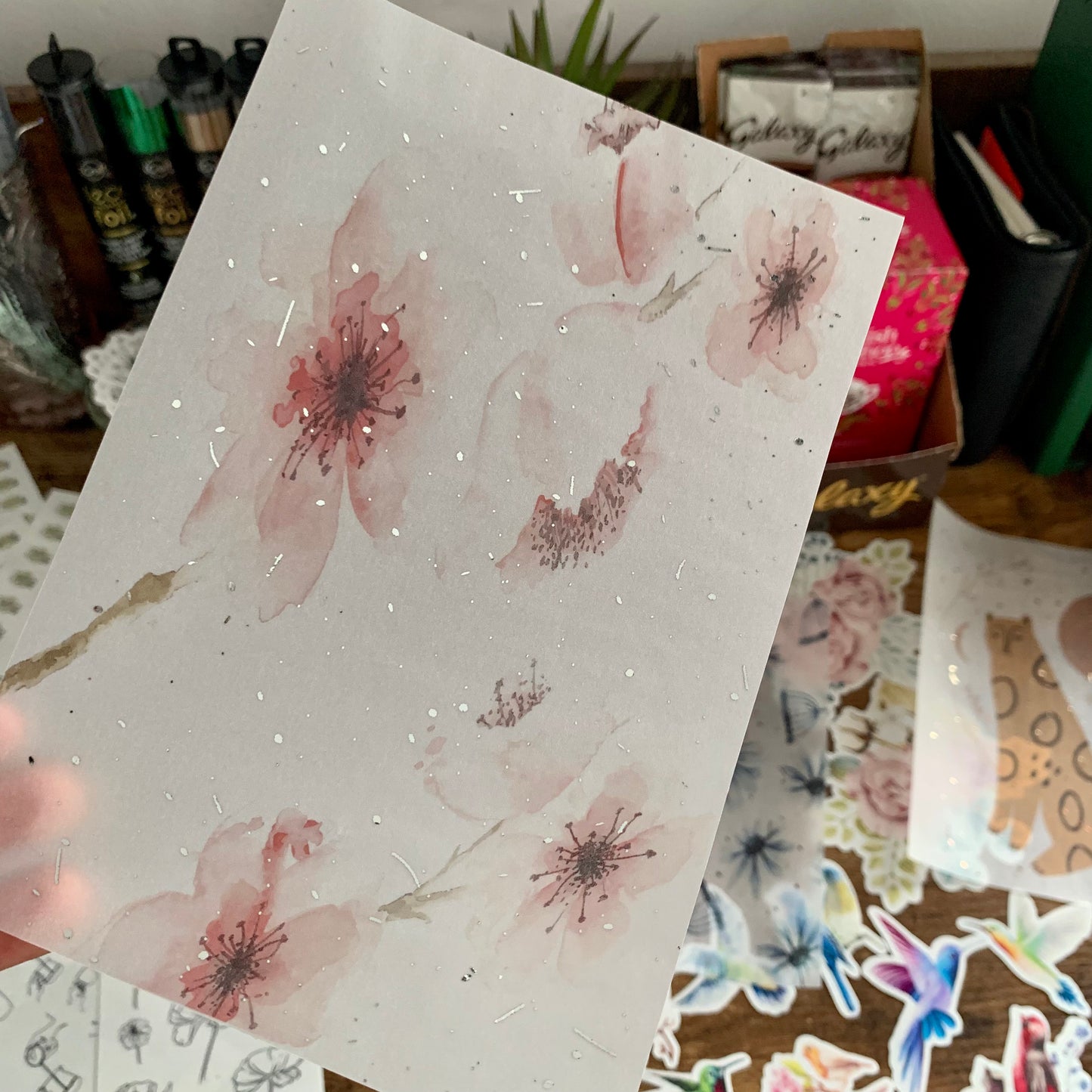Watercolour Cherry Blossom - Vellum Planner Dashboard - Silver Foil - Sweet Bloom