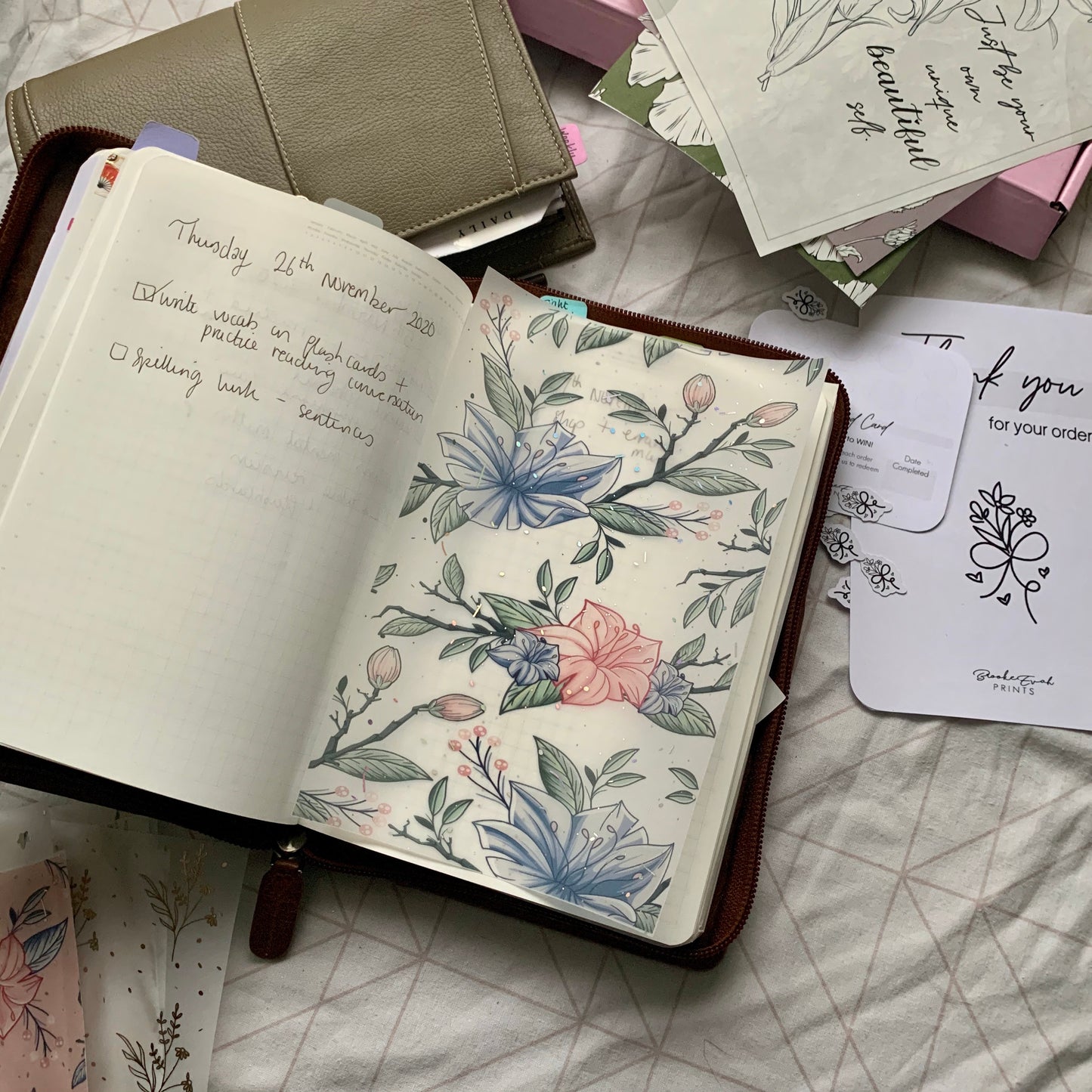 Printed Vellum Planner Dashboards - Floral Holo Clear