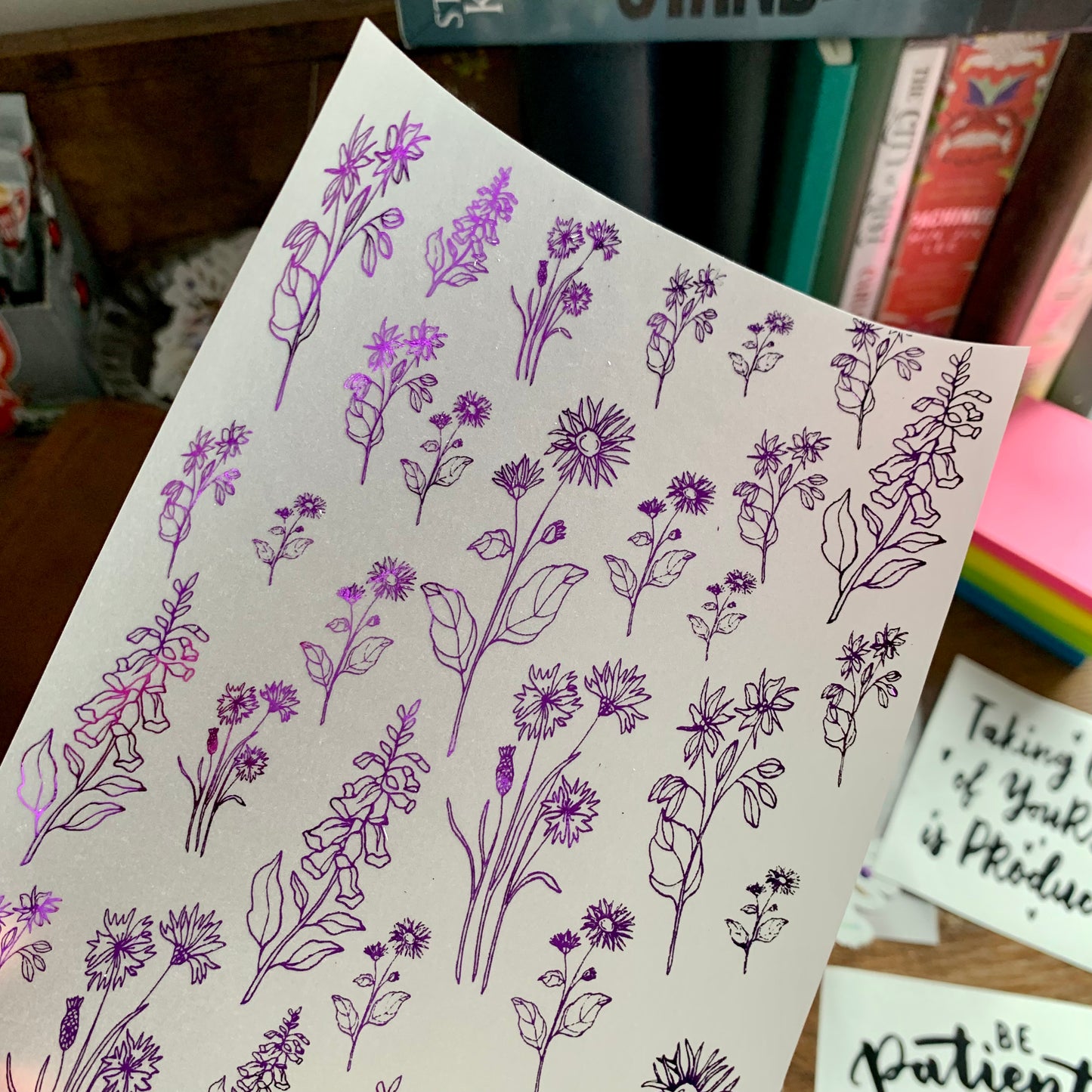 Purple Foiled Floral Sketch Planner Dashboard - Vellum X Acetate Planner Dashboard - Statement Piece