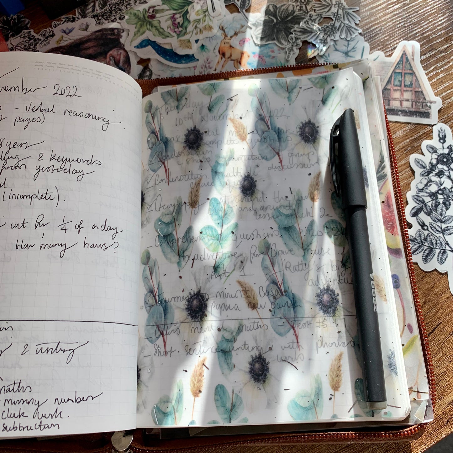 Silver Foiled Watercolour Eucalyptus & Flowers Planner Dashboard - Anemone