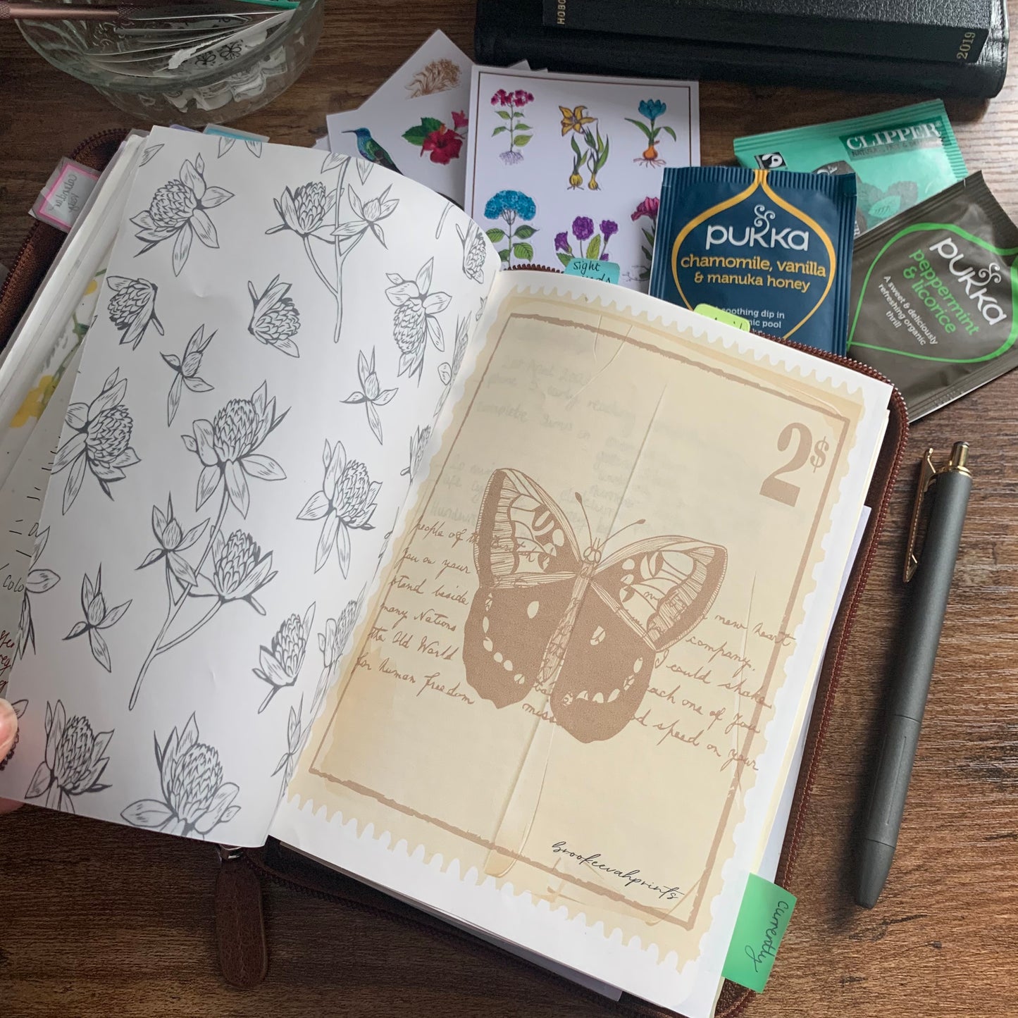 Vintage Butterfly Stamp v1 - Tomoe River Paper Planner Dashboards- Notebook Journal Scrapbook paper