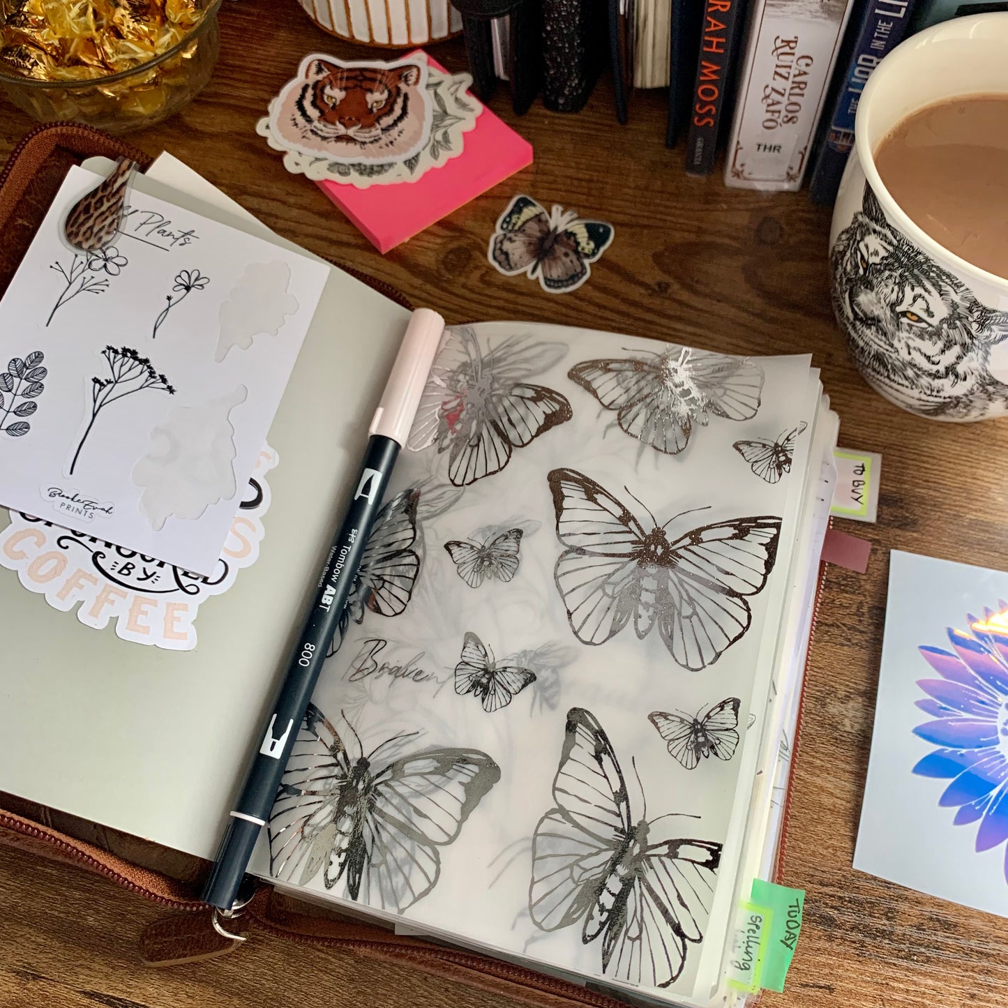 Silver Foiled Butterfly Vellum Planner Dashboard - Brave