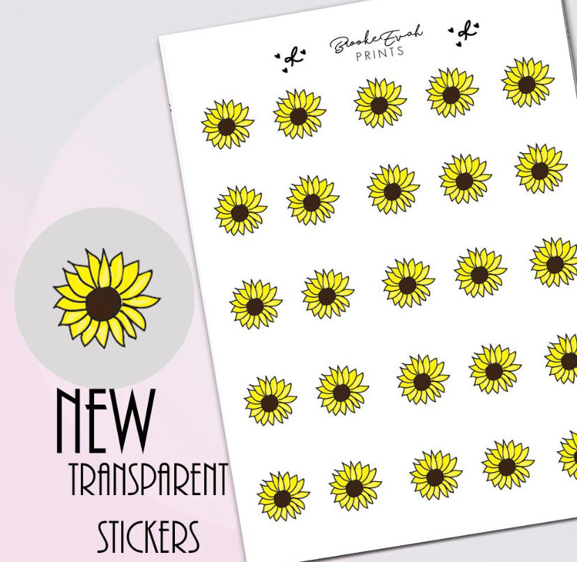 Transparent Sunflower doodle Stickers