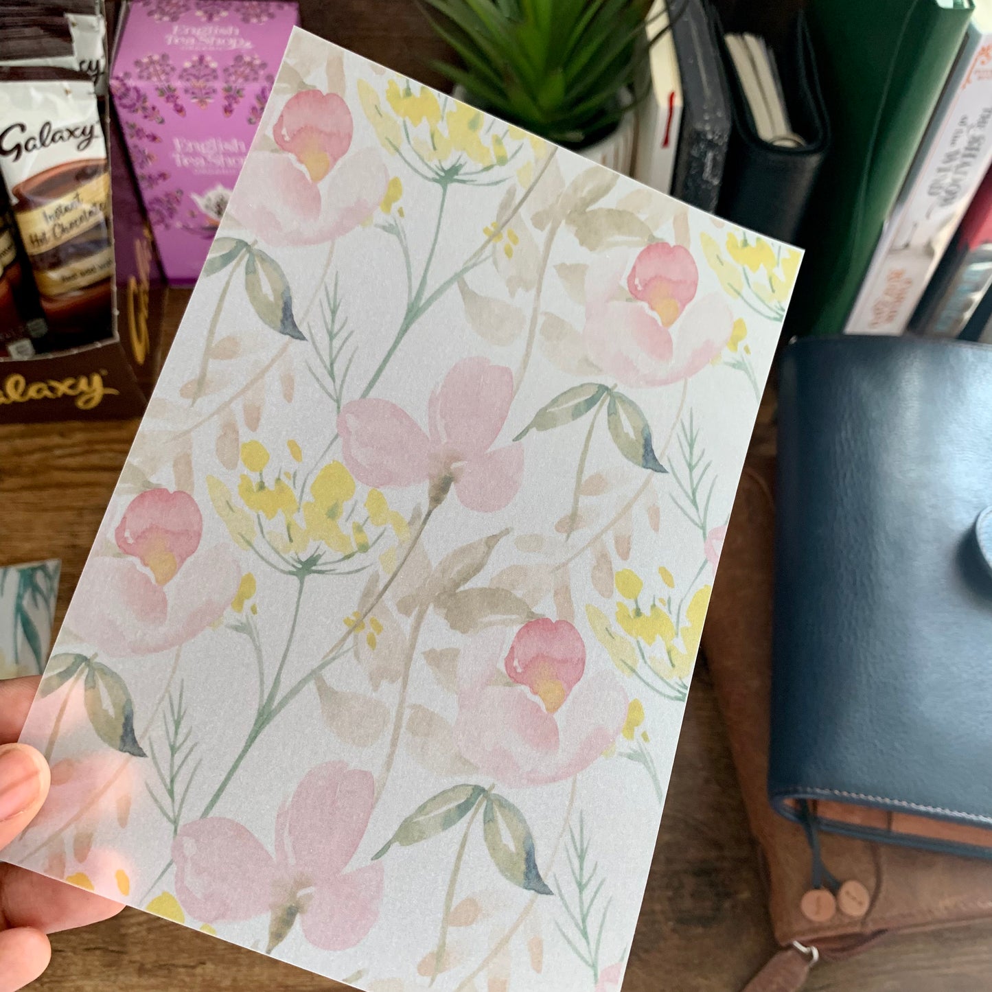 Soft Pink & Yellow Spring Flowers - Vellum Planner Dashboard - Laura