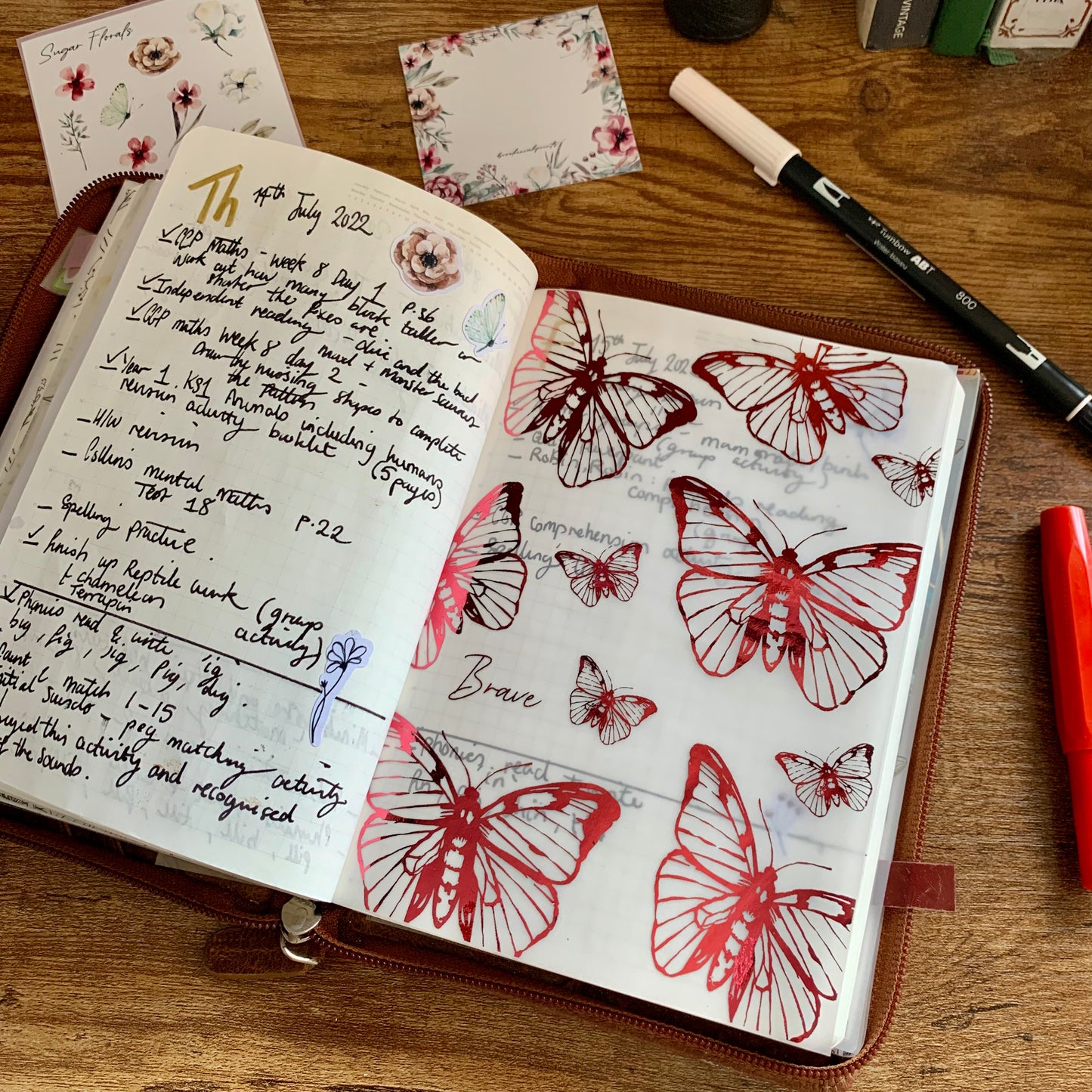 Pink Foiled Butterflies • Vellum X Acetate Planner Dashboards - Brave II