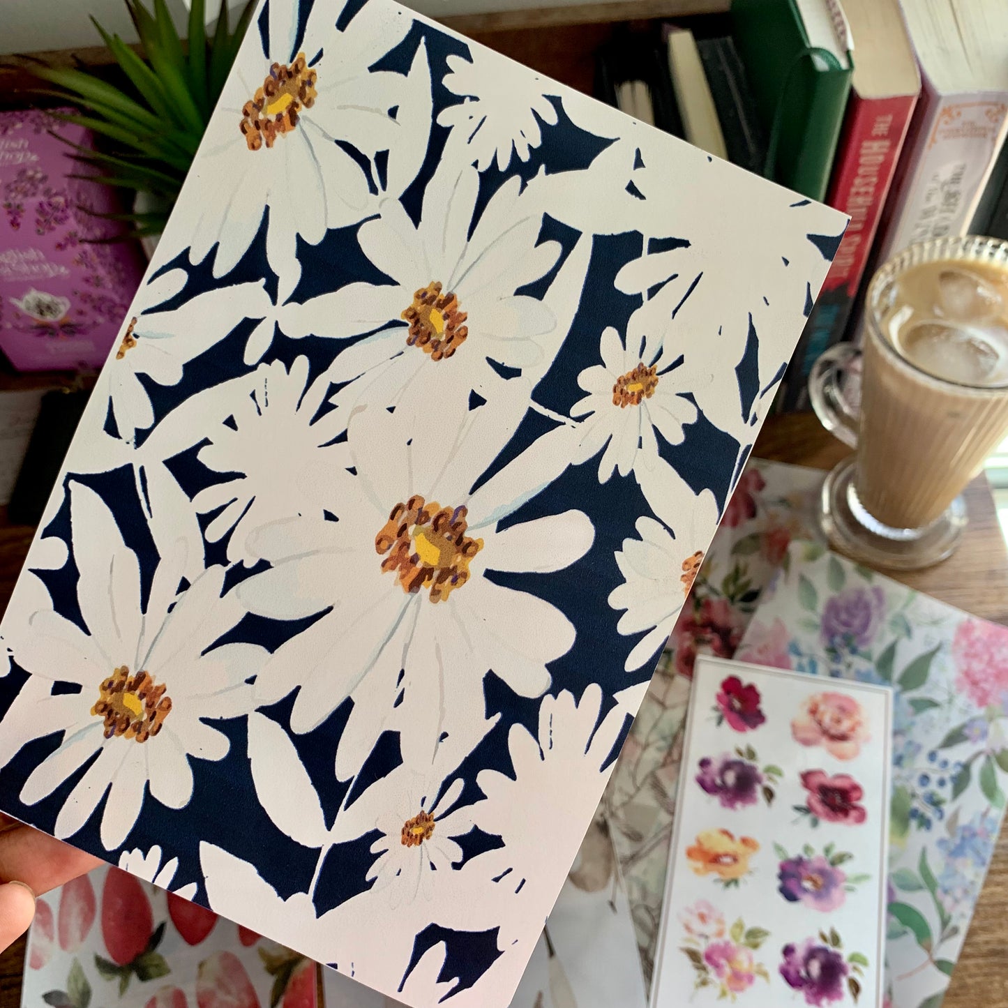 Tomoe River Paper Indigo & White Floral Print Planner Dashboards- Summer Love