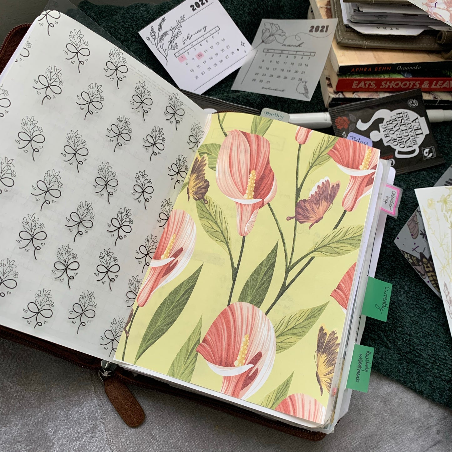Printed Tomoe River Paper Planner Dashboards- Lily Love