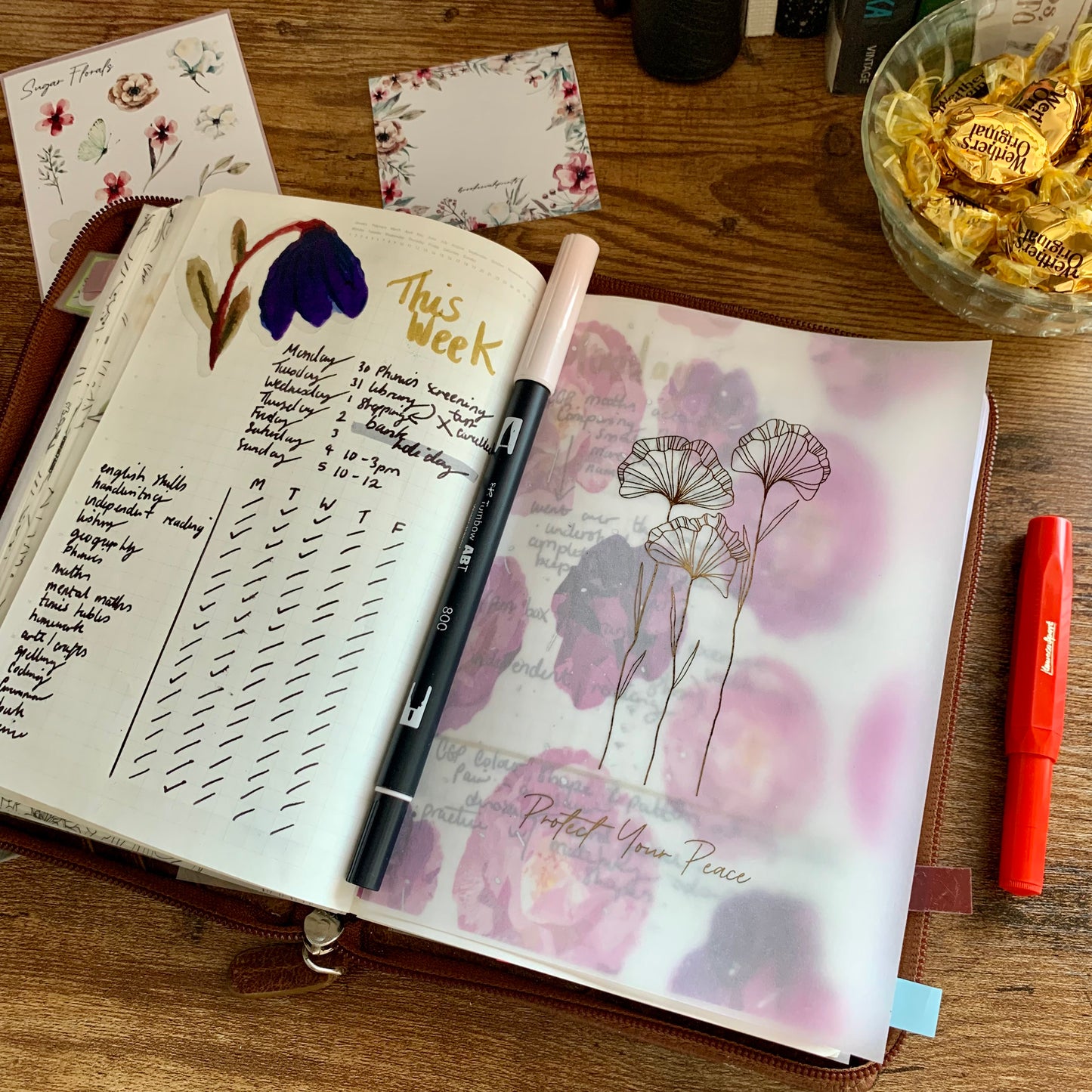 Rose Gold Foiled Quote • Vellum X Acetate Planner Dashboards - Protect Your Peace