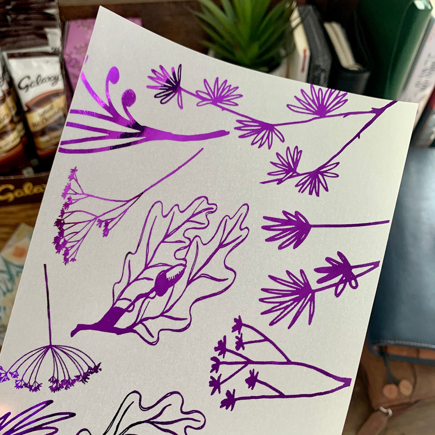 Purple Foiled Plant Sketch Vellum X Acetate Planner Dashboard - Wild Plants