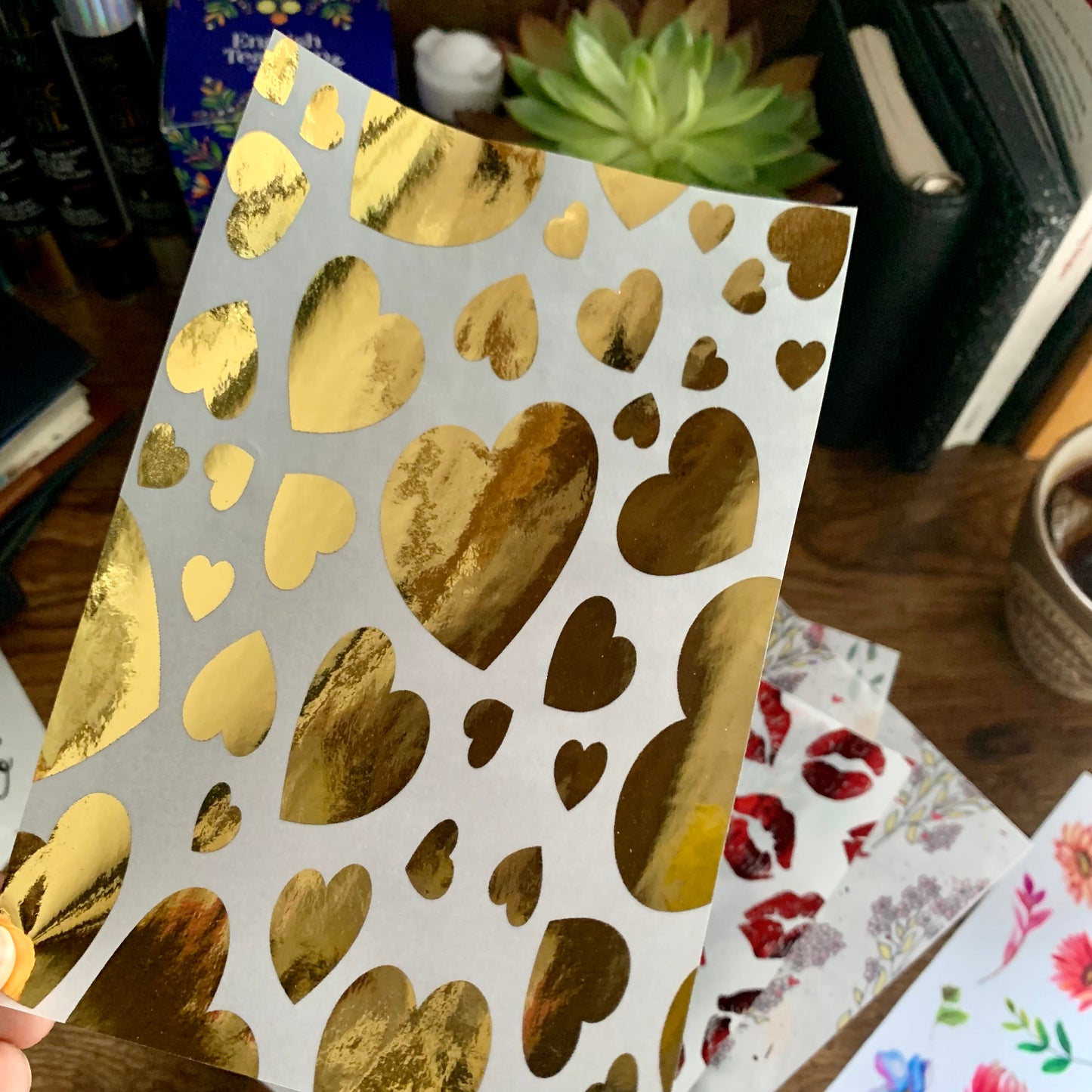 Gold Hearts Printed Vellum X Acetate Planner Dashboard - The Sweetheart Collection