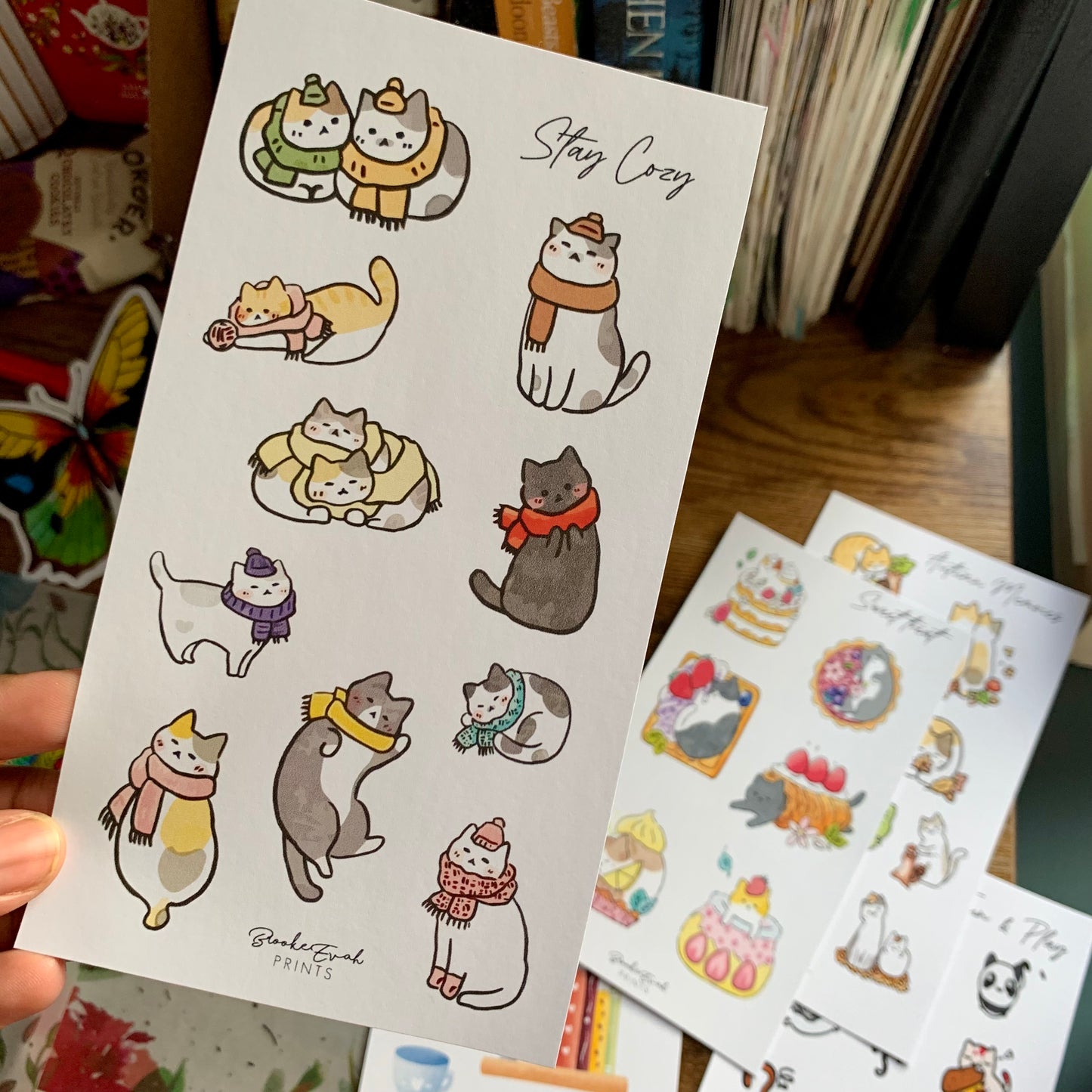 Cute Hand drawn Cat Stickers - Stay Cozy